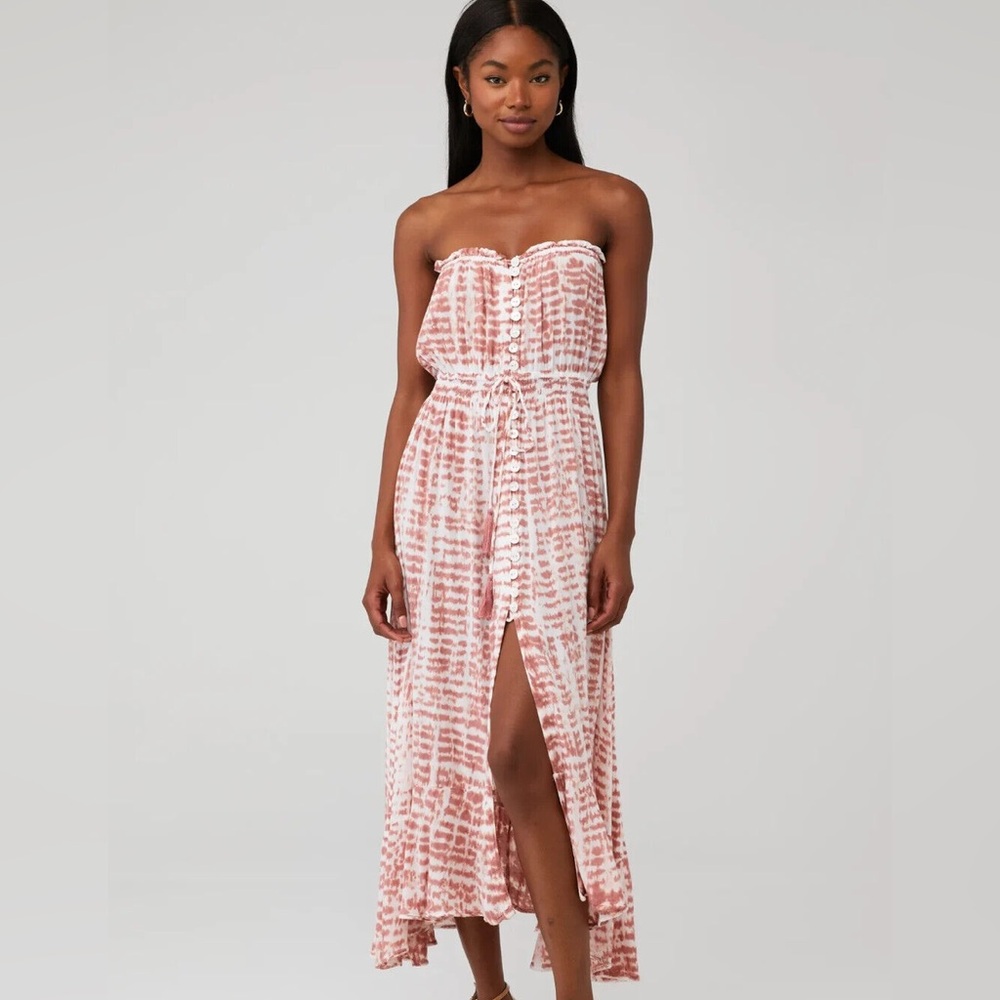 NWT Anthropologie Tiare Hawaii Ryden Dress in Hail Rust & White Size M/L